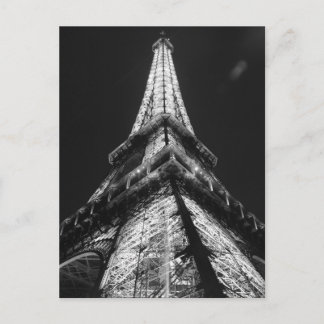 Carte Postale Tour Eiffel Noir Blanc à Paris Nuit