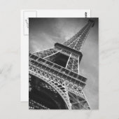 Carte Postale Tour Eiffel Noir & Blanc Du Bas - Paris (Devant / Derrière)