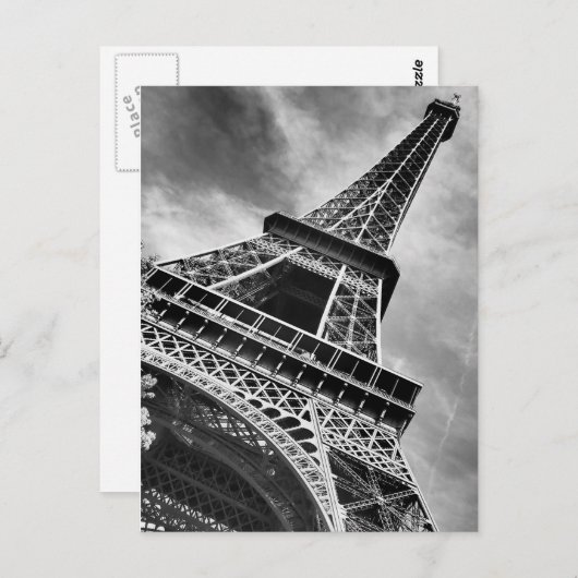 Carte Postale Tour Eiffel Noir & Blanc Paris (Devant / Derrière)