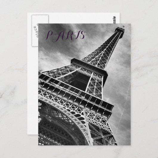 Carte Postale Tour Eiffel Noir & Blanc Paris Europe (Devant / Derrière)