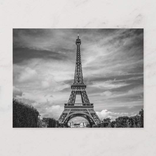 Carte Postale Tour Eiffel Noir & Blanc Paris France (Devant)