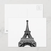 Carte Postale Tour Eiffel noir blanc Paris France Art (Devant / Derrière)