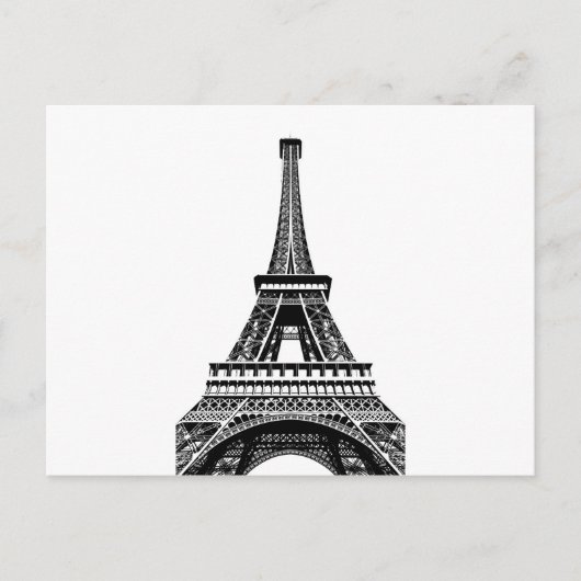 Carte Postale Tour Eiffel noir blanc Paris France Art (Devant)