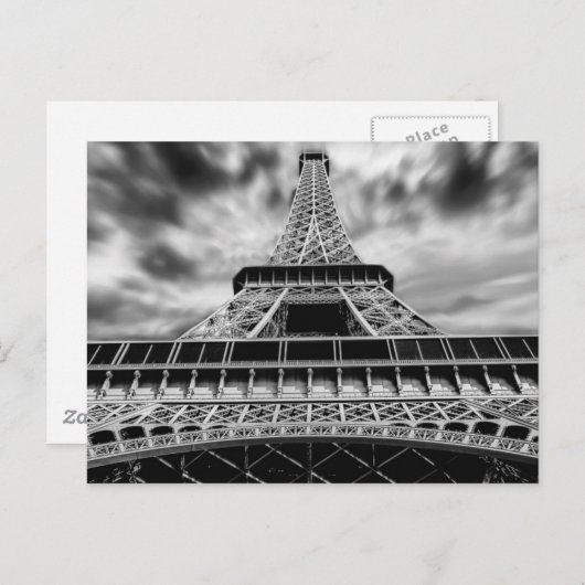 Carte Postale Tour Eiffel Noir & Blanc Paris Voyage Français (Devant / Derrière)