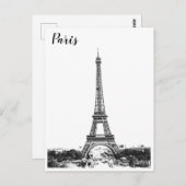 Carte Postale Tour Eiffel noir et blanc (Devant / Derrière)