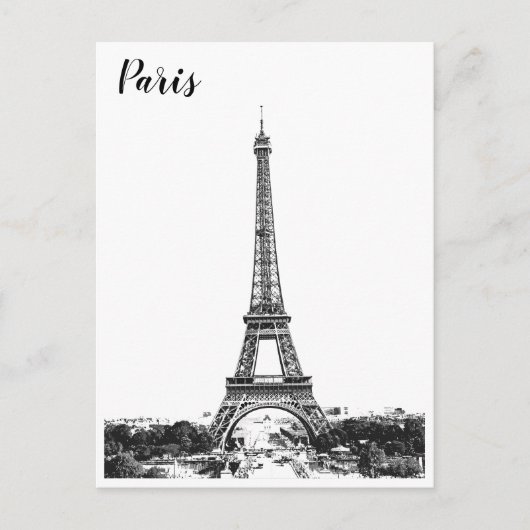 Carte Postale Tour Eiffel noir et blanc (Devant)