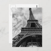 Carte Postale Tour Eiffel noir et blanc vue d'en bas - Ville de  (Devant / Derrière)