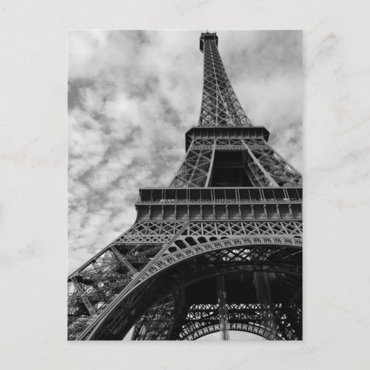 Carte Postale Tour Eiffel noir et blanc vue d'en bas - Ville de  (Devant)