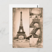 Carte Postale Tour Eiffel Paris Collage Vintage (Devant / Derrière)