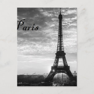 Carte Postale Tour Eiffel Paris - Coucher de soleil en noir et b