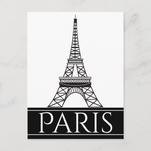 Carte Postale Tour Eiffel Paris en noir et blanc (Devant)