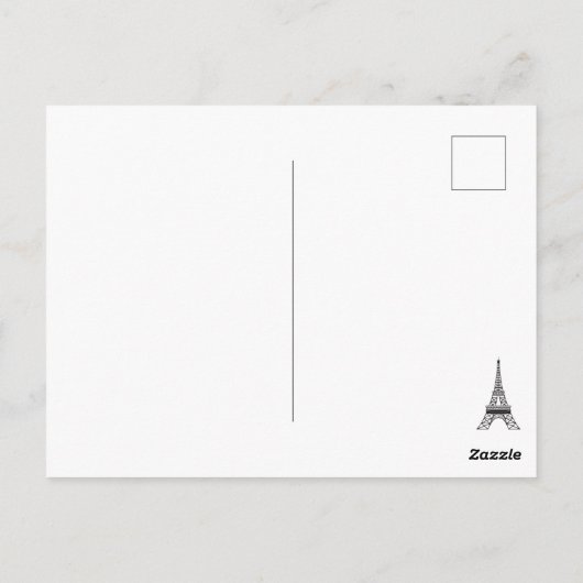 Carte Postale Tour Eiffel Paris Fille et chat Bleu Damas (Dos)