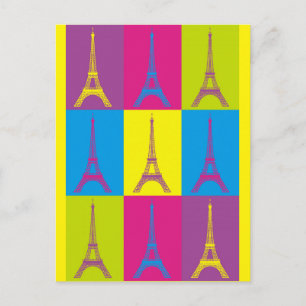 Carte Postale Tour Eiffel Paris France Pop Art