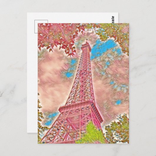 Carte postale Tour Eiffel Paris Impressionniste (Devant / Derrière)