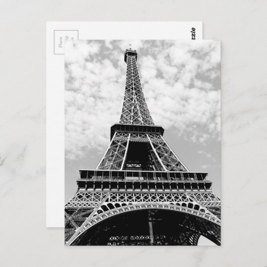Carte Postale Tour Eiffel Paris Noir & Blanc (Devant / Derrière)