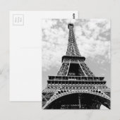 Carte Postale Tour Eiffel Paris noir et blanc (Devant / Derrière)