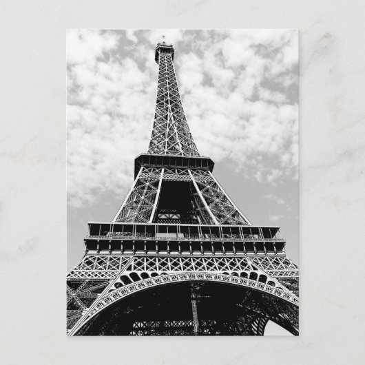 Carte Postale Tour Eiffel Paris noir et blanc (Devant)
