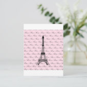 Carte Postale Tour Eiffel Paris rose et noir (Debout devant)
