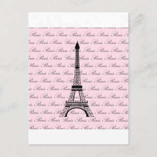 Carte Postale Tour Eiffel Paris rose et noir