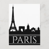 Carte Postale Tour Eiffel Paris Skyline noir & blanc (Devant)