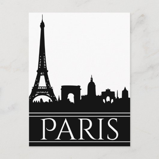 Carte Postale Tour Eiffel Paris Skyline noir & blanc (Devant)