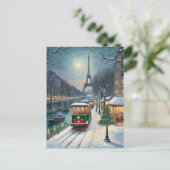 Carte Postale Tour Eiffel Paris Snow Scene d'hiver (Debout devant)