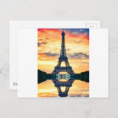 Carte Postale Tour Eiffel Paris Soirée européenne (Devant / Derrière)