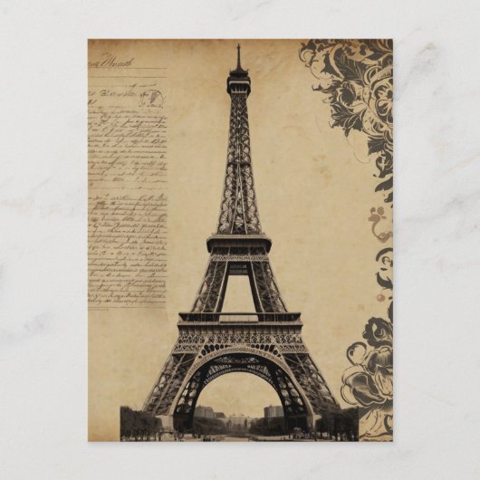 Carte Postale Tour Eiffel Paris Vintage (Devant)