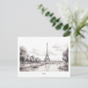Carte Postale Tour Eiffel Paris vintage, croquis Design