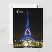 Carte Postale Tour Eiffel pittoresque de nuit (Devant / Derrière)