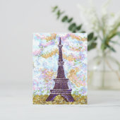 Carte postale Tour Eiffel Pointillisme paysage (Debout devant)