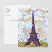 Carte postale Tour Eiffel Pointillisme paysage (Devant / Derrière)