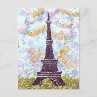 Carte postale Tour Eiffel Pointillisme paysage
