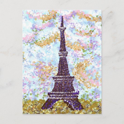 Carte postale Tour Eiffel Pointillisme paysage (Devant)