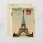 Carte Postale Tour Eiffel Reproduction Vintage (Devant / Derrière)