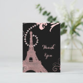 Carte Postale tour eiffel rose vintage paris merci (Debout devant)