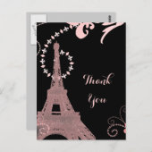 Carte Postale tour eiffel rose vintage paris merci (Devant / Derrière)