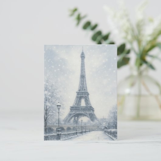 Carte Postale Tour Eiffel - Scène d'hiver Paris (Debout devant)