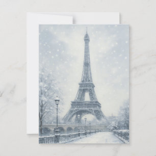 Carte Postale Tour Eiffel - Scène d'hiver Paris