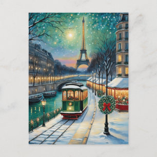 Carte Postale Tour Eiffel Scène Hivernale