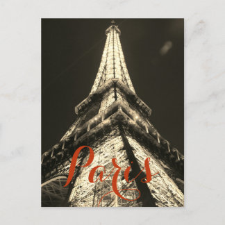 Carte Postale Tour Eiffel Sépia Paris France Classique Élégant