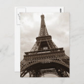 Carte Postale Tour Eiffel sépia Romance Paris France (Devant / Derrière)