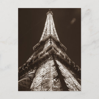 Carte Postale Tour Eiffel sépia Romantisme Nuit de Paris France