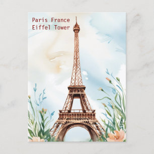 Carte Postale Tour Eiffel Vintage Aquarelle Voyage Postale