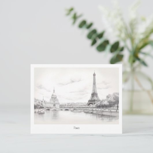 Carte Postale Tour Eiffel vintage, dessin de conception (Debout devant)