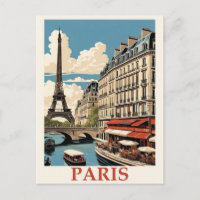 Tour Eiffel vintage Paris France Seine Café