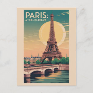 Carte Postale Tour Eiffel vintage Paris France Seine voyage