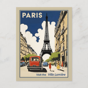 Carte Postale Tour Eiffel vintage Paris Ville Lumière