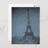 Carte Postale Tour Eiffel Vintage stéréo Cyan Tone (Devant / Derrière)
