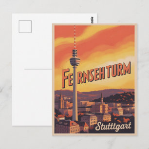 Carte Postale Tour Fernsehturm de Stuttgart cadeau allemand